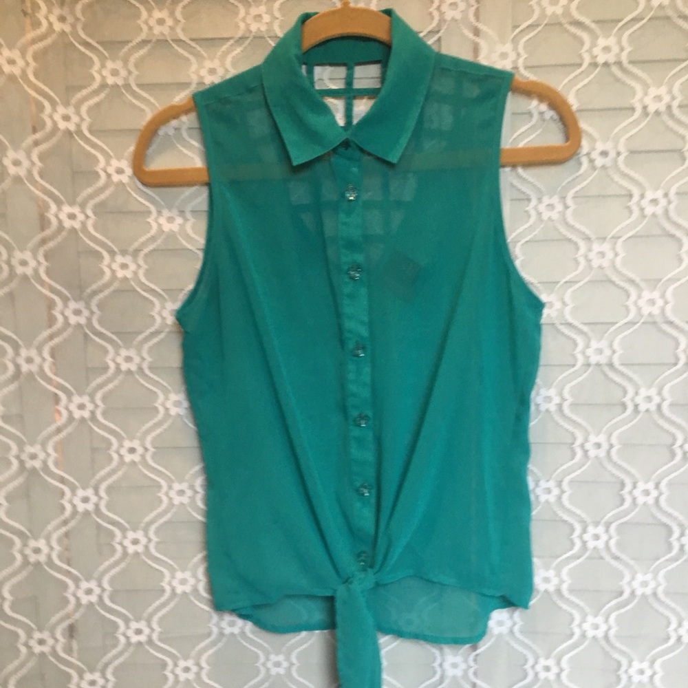 Turquoise Caged Tank Top